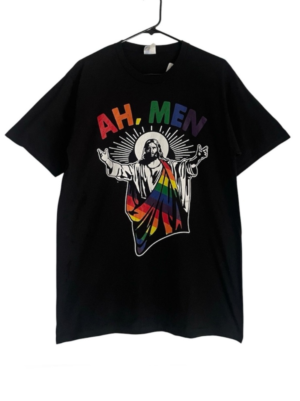 AH, MEN Rainbow Graphic Black Tee